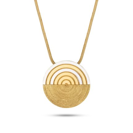 Colar Pendente Disco Bicolor