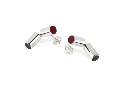 Brincos Cilindro Ónix e Cornalina