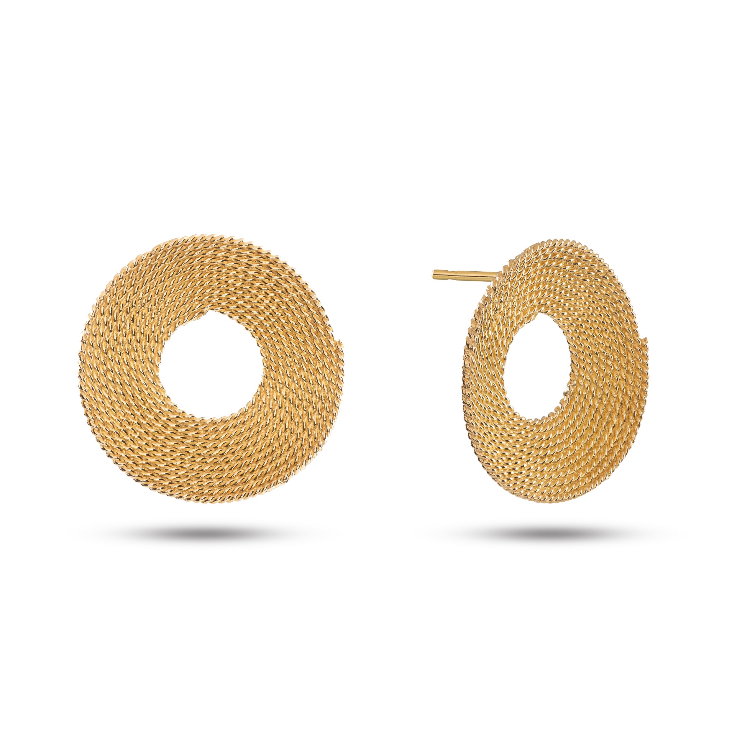 Eco large stud earrings gold